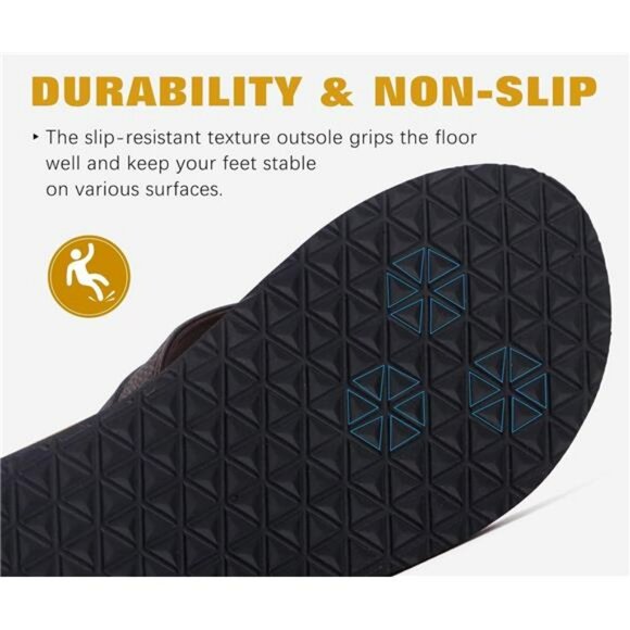 Mens Leather Flip Flops with Arch Support Yoga Mat Cushion Sandals Outdoor - Picture 6 of 7